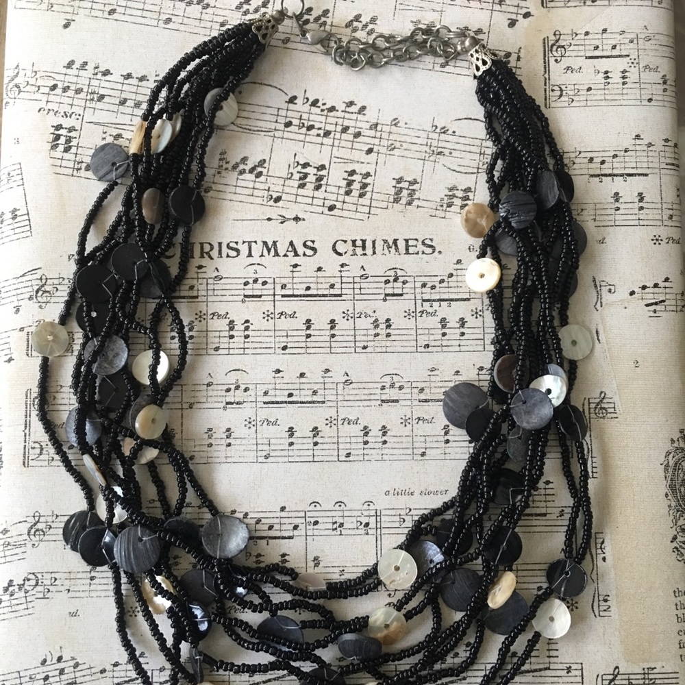 Black Shell Multi Strand Necklace - image 1